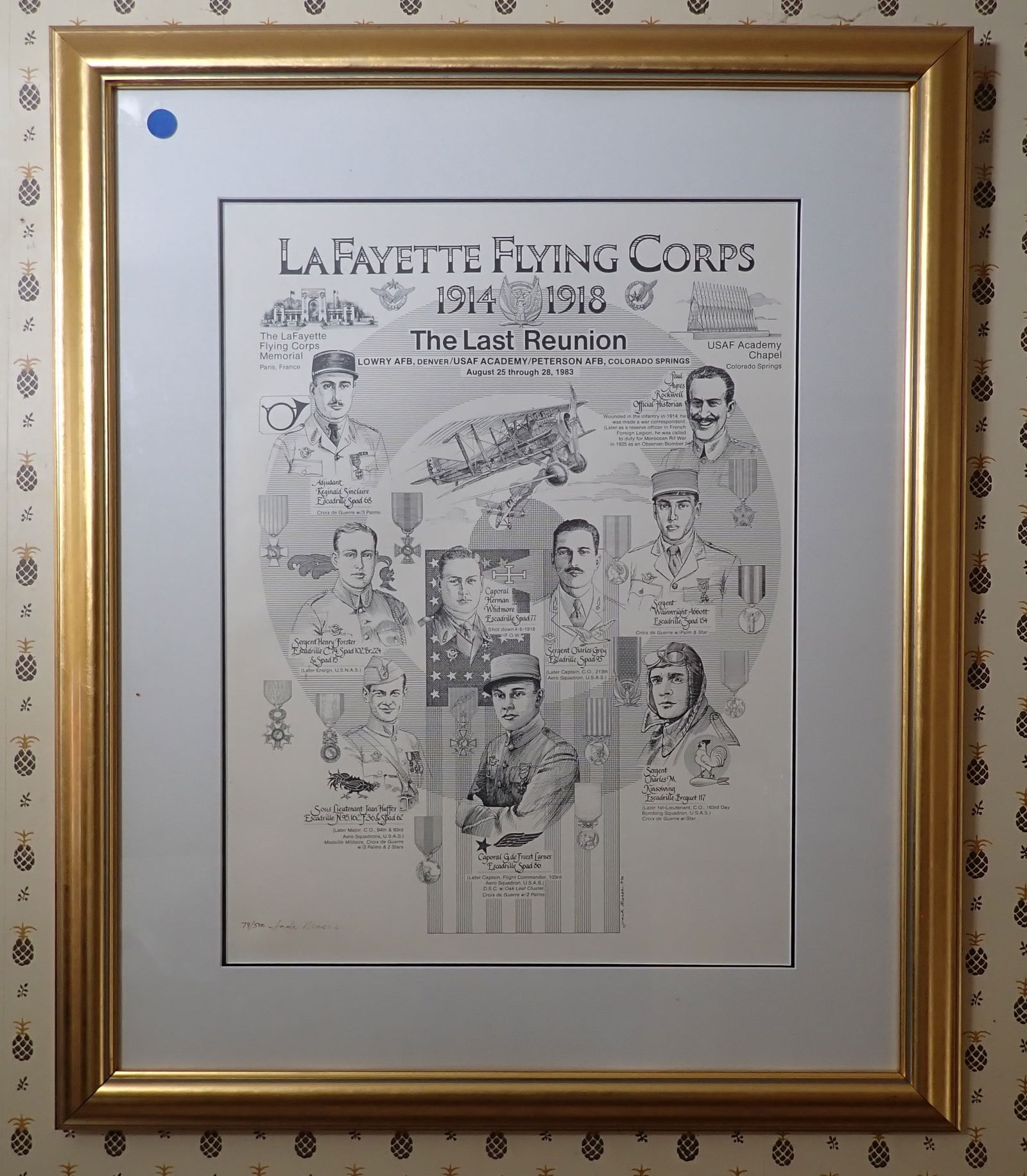 Jack Moses Lafayette Flying Corps Signed Print: Signed and numbered print - Approx 24 1/4" x 29". No in house shipping !