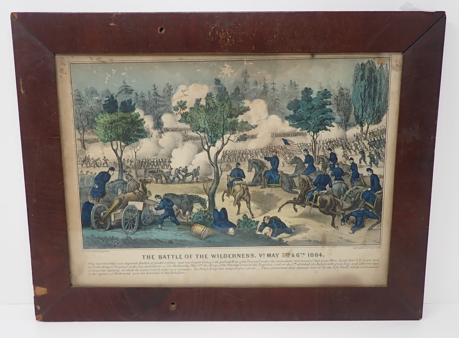 1864 Battle of The Wilderness Currier & Ives: Approx 12 1/2" x 16 1/4". Shipping available