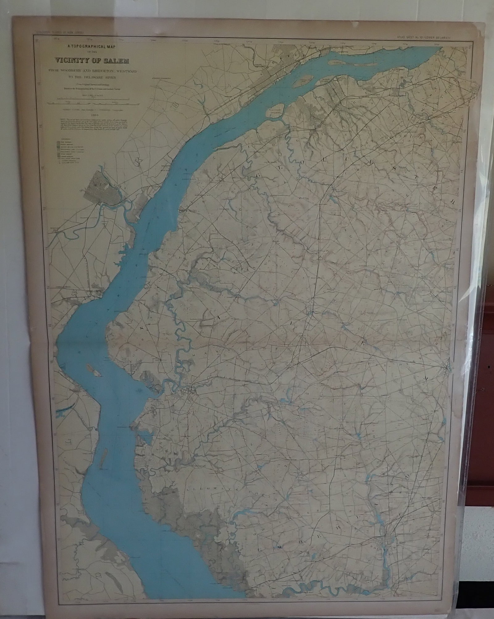 Salem New Jersey Topographical Map: Approx 26 3/8" x 37 1/4". No in house shipping !