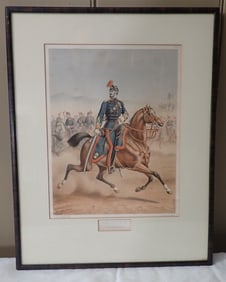 French Artillery Mounted Soldier Lithograph