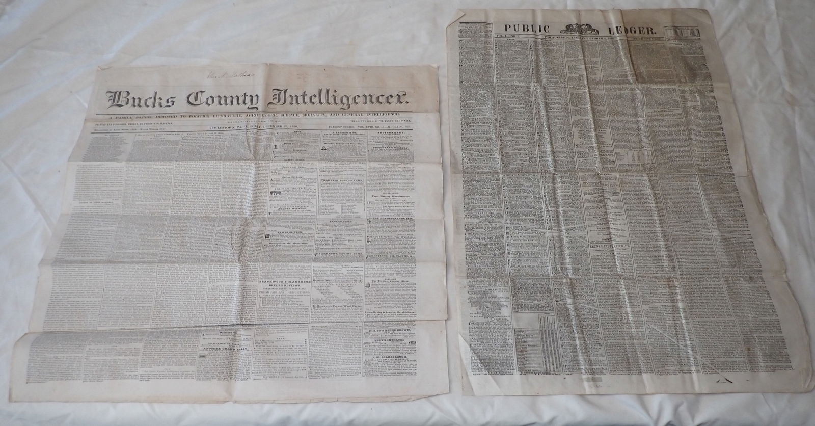Newspapers incl 1860 Bucks County Intelligencer (1 of 5)