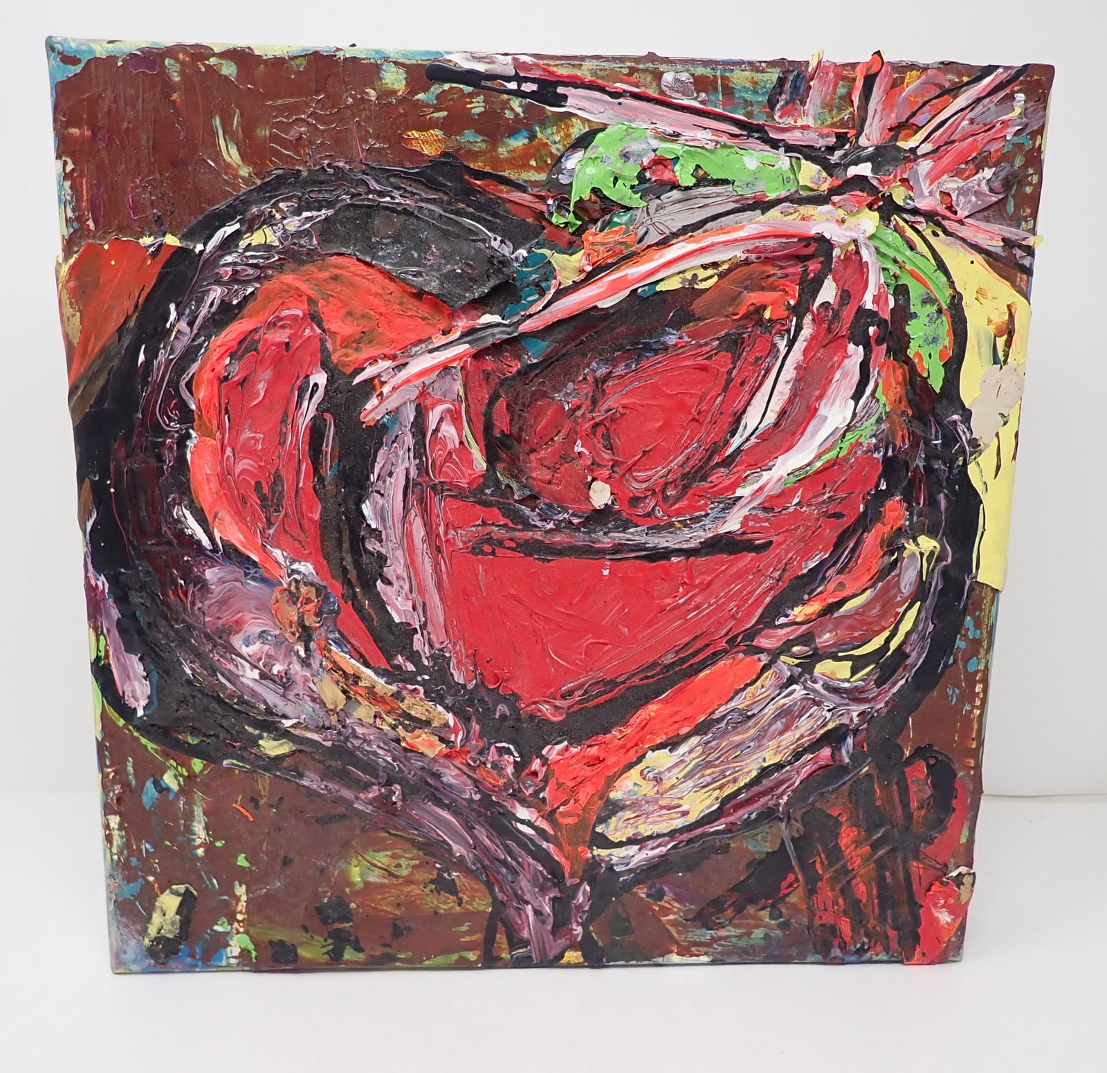 Impasto Abstract Oil on Canvas Painting: Approx 12" x 12". Shipping available