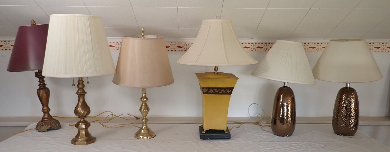 6 Table Lamps: Tallest is approx 32" tall. No in house shipping !
