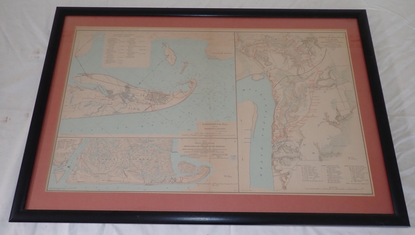 Union & Confederate Armies Framed Map: Approx 21 1/2" x 32". No in house shipping !