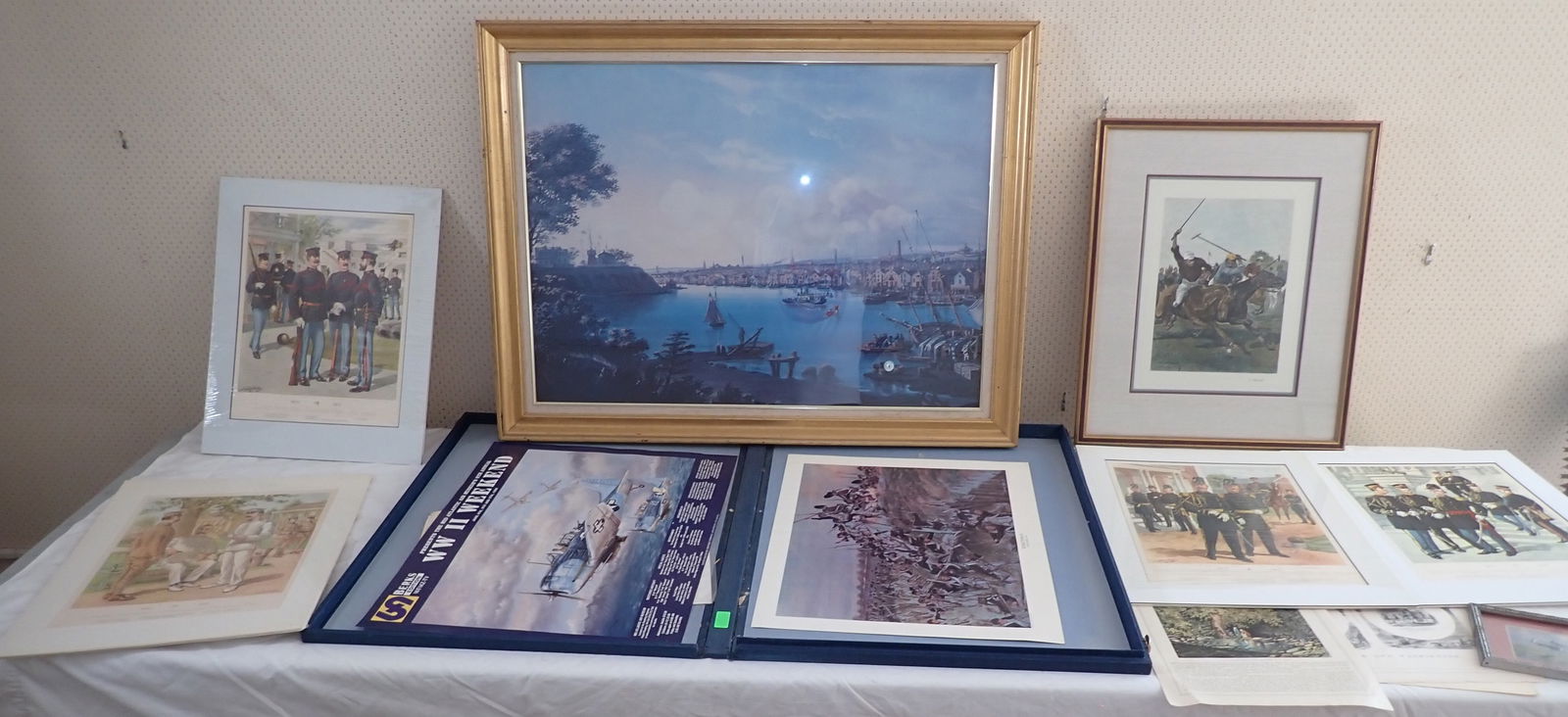 Prints incl Ogden: Largest is approx 29" x 37 3/4". Flight portfolio is empty. No in house shipping !