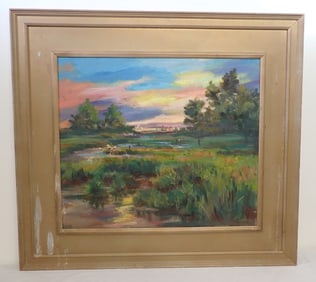 John Reilly Signed Landscape Oil on Board Painting