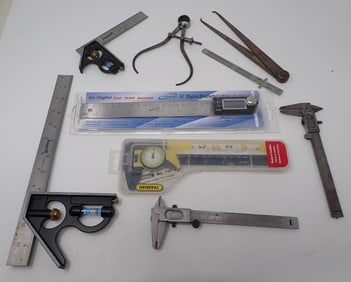10" Digital Protractor Rule & Misc Machinist Tools
