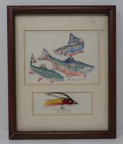 Jack Gartside Framed Fly & Watercolor Signed