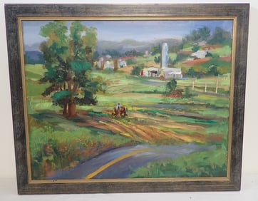John Reilly Amish Oil on Board Painting