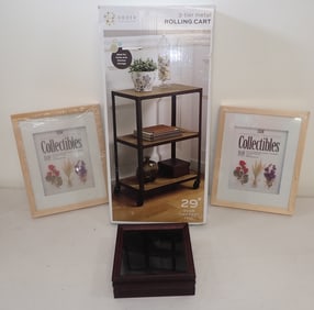 3 Tier Rolling Cart , Display Case , Shadow Boxes