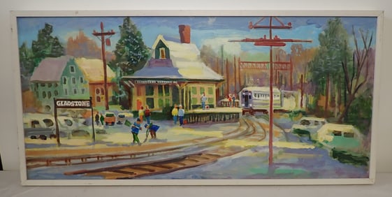 John Reilly Gladstone Train Station Oil Painting