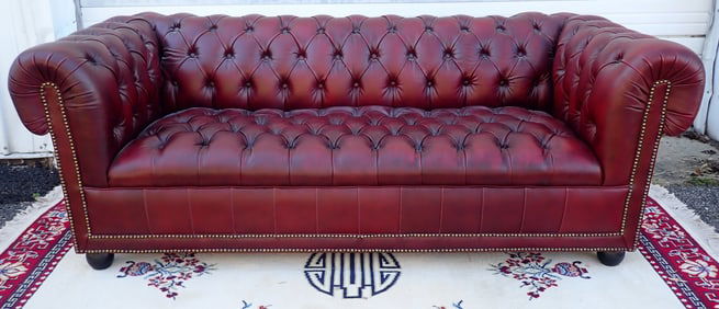 Faux Leather Tufted Sofa