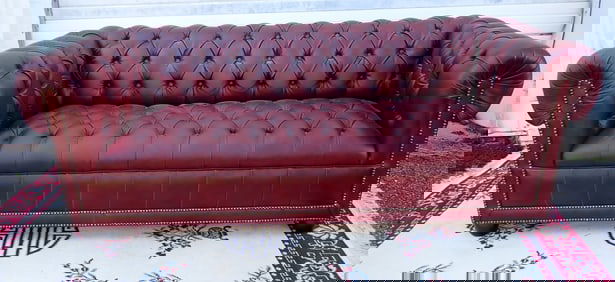 Faux Leather Tufted Sofa