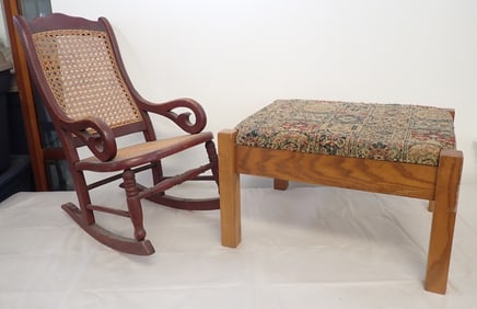 Foot Stool & Childs Rocker in Red Paint