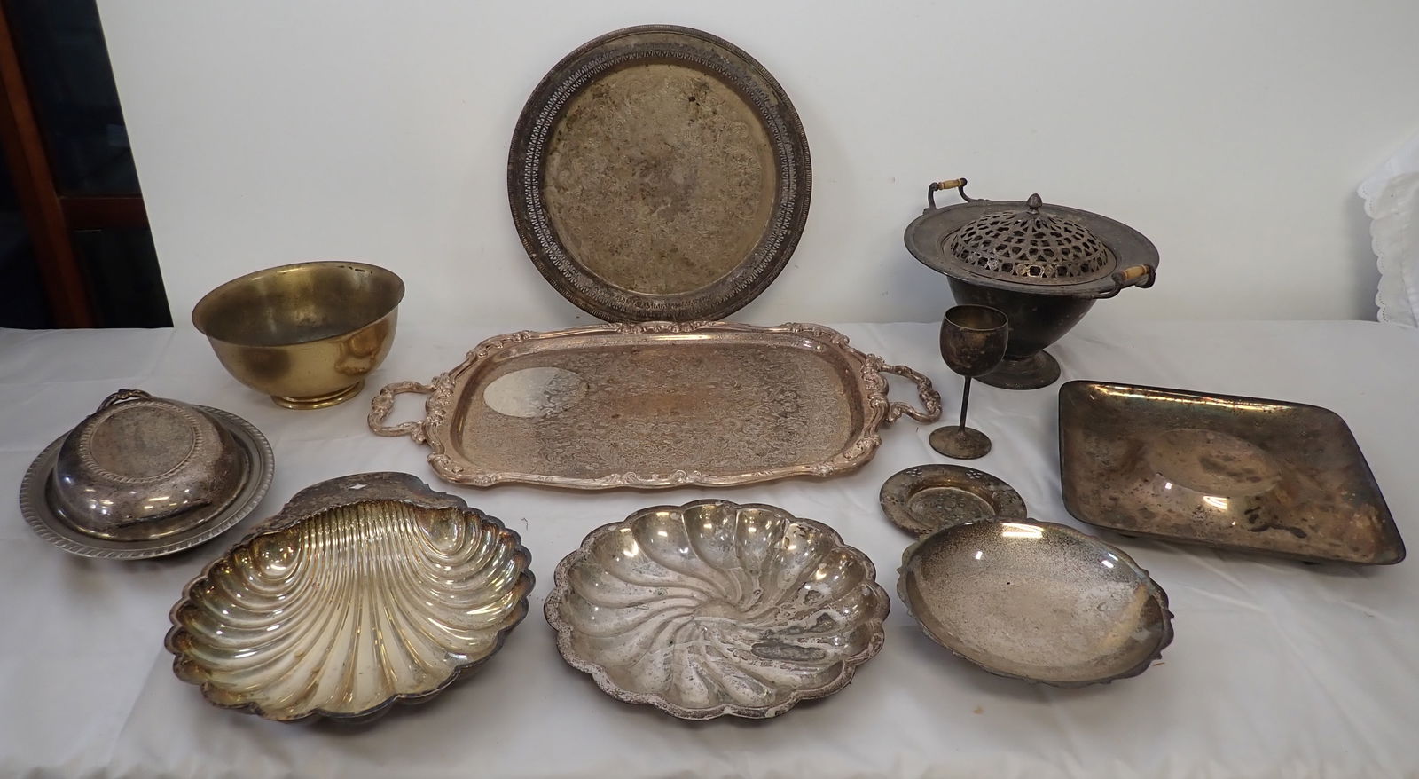 Silverplate Trays , Brass Bowl , & Misc (1 of 7)