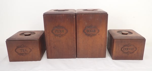 Vintage Wooden Canister Set