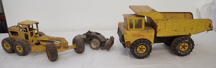 Tonka Dump Truck , Grader , & Loader