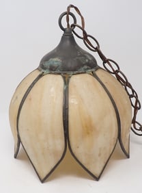 Slag Glass Tulip Pendant Light