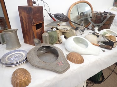 Bed Pans , Wood Mop Bucket & Misc