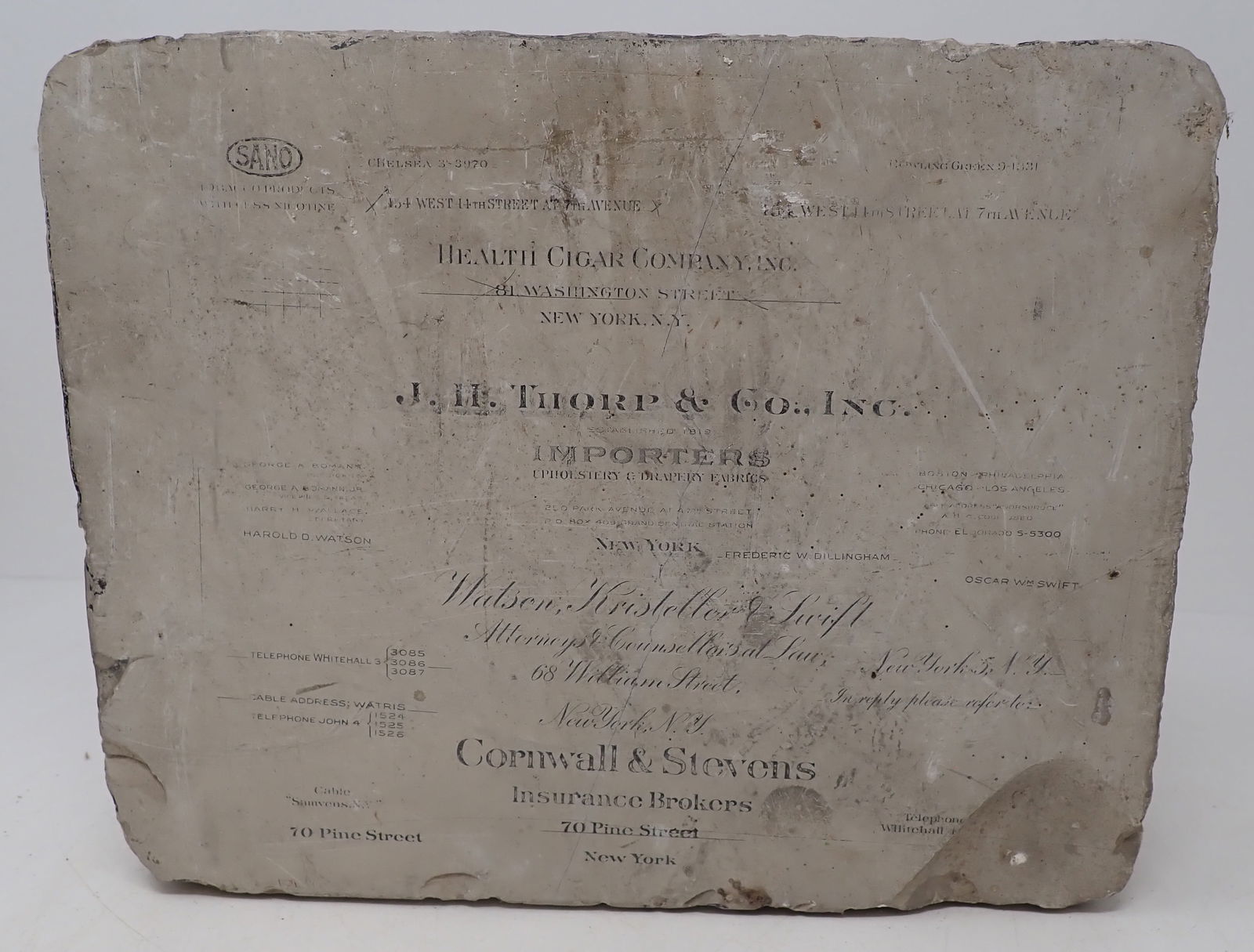 Health Cigar Co. , J.H Thorp Drapery Stone Printers Block (1 of 8)