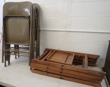 4 Wood & 5 Metal Folding Chairs