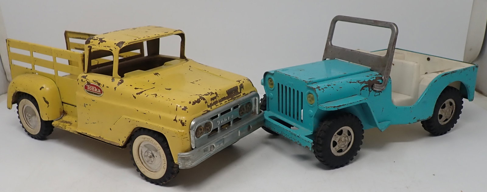 Tonka Jeep & Rack Body Pickup Truck: Largest is apprx 12 1/2" long. Shipping available