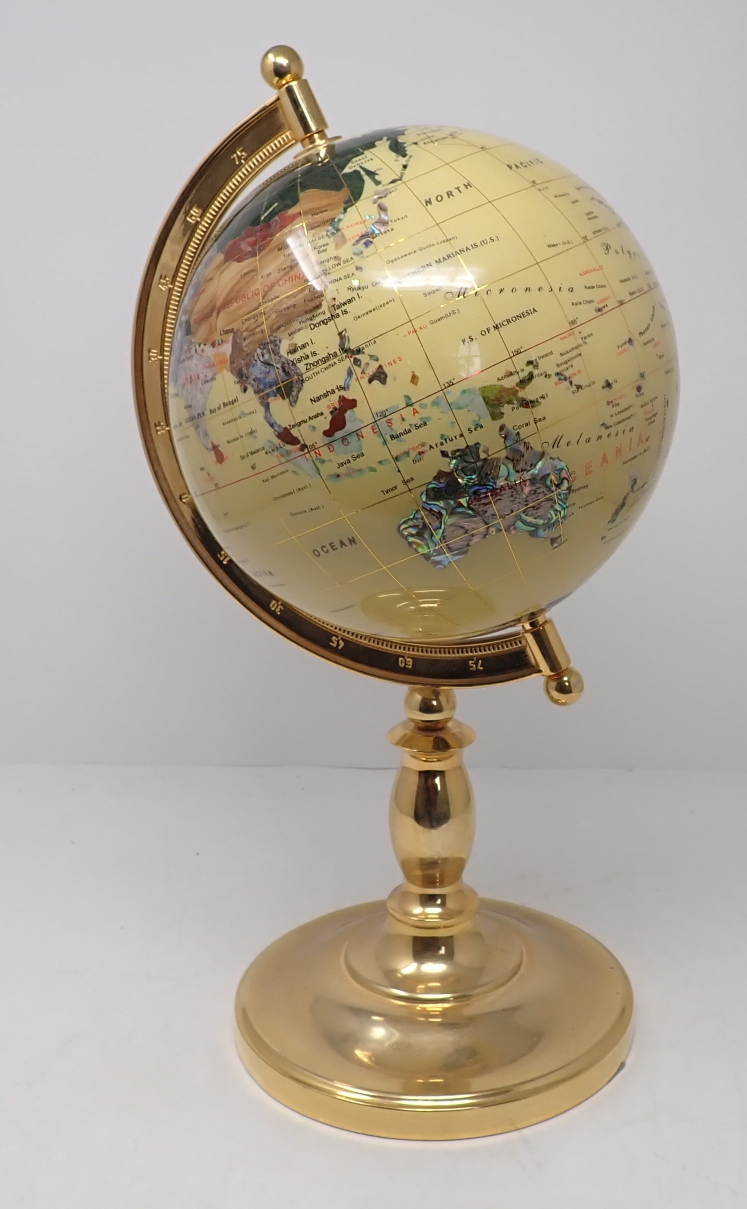 World Globe: Approx 7 1/2" in diameter and 15 1/2" tall. Shipping available