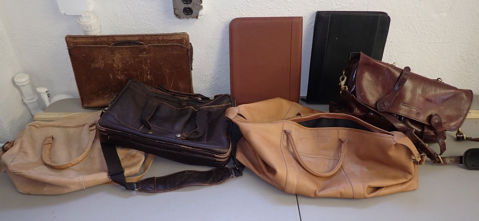 Leather Bags & Misc: Largest is approx 10" x 22". Shipping available