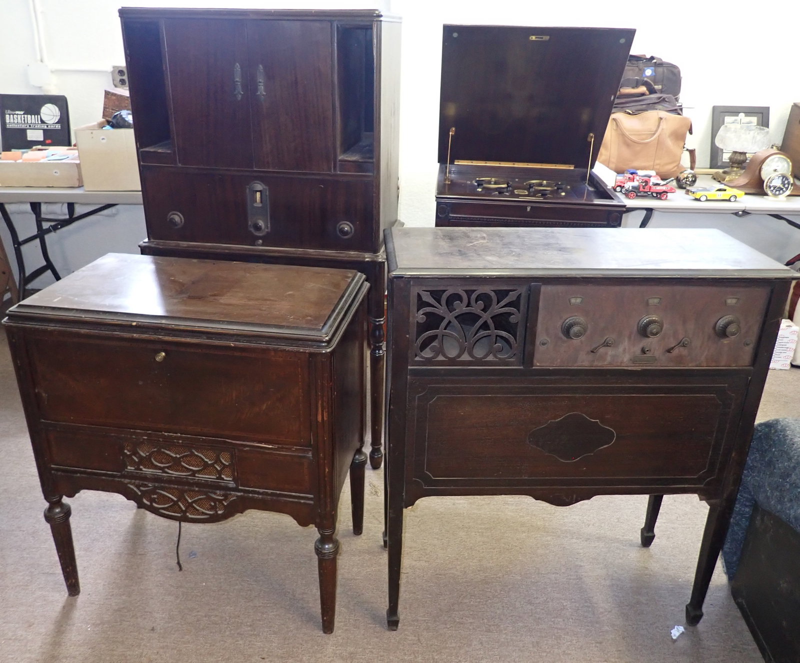 3 Radios , Victrola , & Radio Cabinet: Must take all ! No in house shipping !