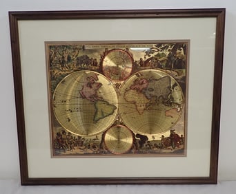 Framed Reproduction World Map