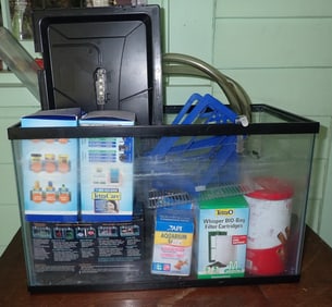 10 Gallon Aquarium , Filter Cartridges , & Misc