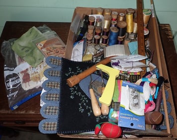 Sewing Thread , Scissors , Pin Cushion & Misc