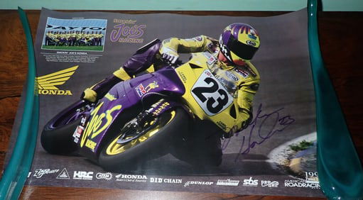 2 Honda Motorcycle Racing Posters incl Signed