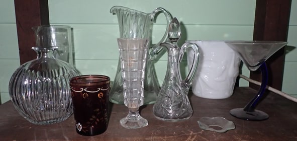 Water Pitcher , Vases , Cruet , Misc Glassware