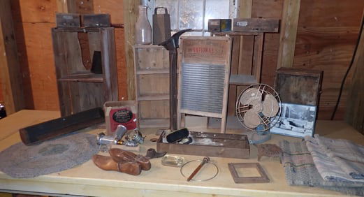 Wood Crates , National 512 Washboard & Misc