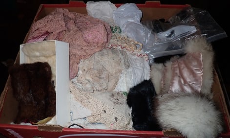 Furs , Doilies , Pcs of Lace , Dress , & Misc
