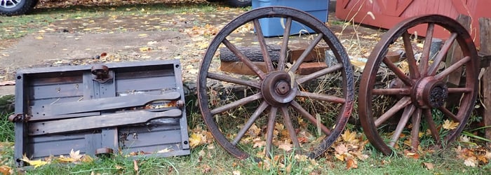Wagon Wheels , Industrial Cart , & Marble
