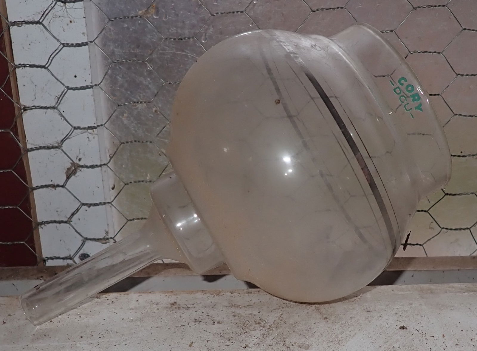 Cory DCU Upper Glass Bowl for Vacuum Coffee Brewer: Approx 4 1/8" diameter at top and 9 1/8" long. Shipping available