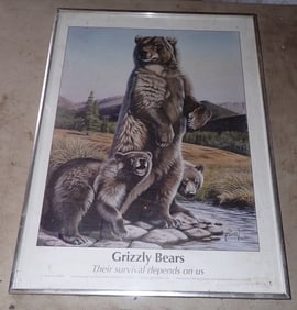 1991 Al Agnew Grizzly Bears Poster