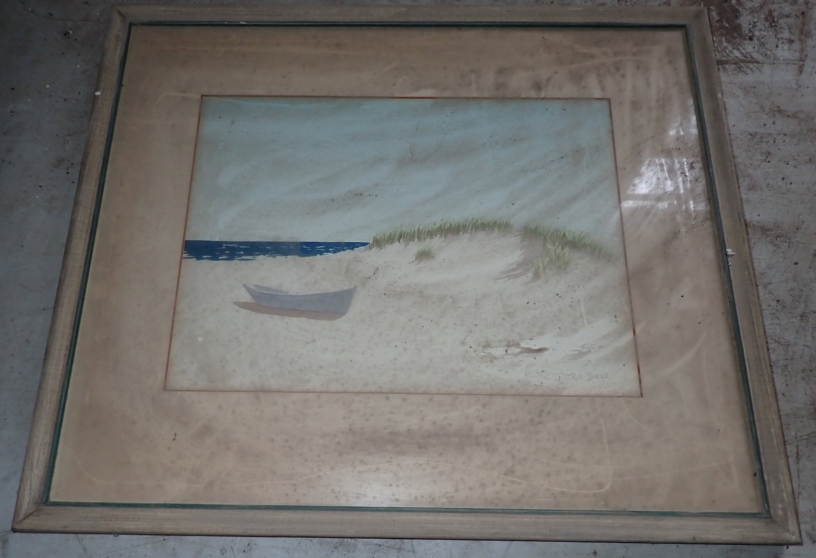 R.E. Beer Seascape Watercolor: Apprx 18 1/4" x 21 1/2". Shipping available ($25 handling charge, plus postage)