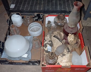 Oil Lamps , Shades , & Chimneys