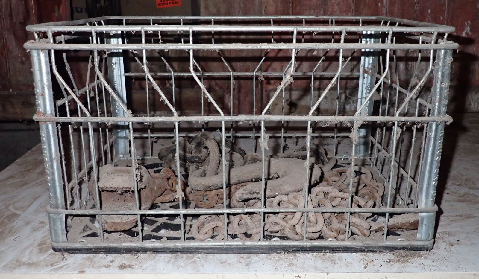 Wire Milk Crate & Chain (1 of 2)
