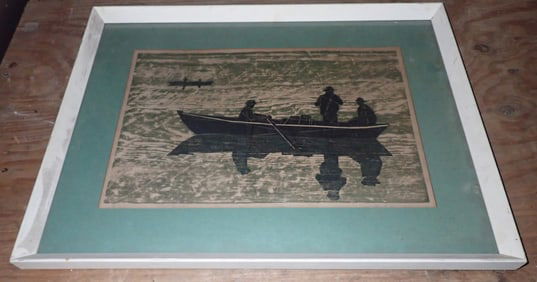 Paul Shaub Woodblock Print Pilot Boats