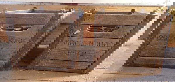 (2) 1948 Graffenburg Wooden Milk Crates