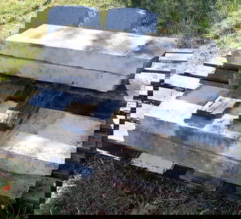 8 Headstones / Grave Stones: 6 in front are rejected headstones from Arlington Cemetary. They are approx . 3 3/4" x 13 1/2" x 41 3/4" tall. 2 in back are