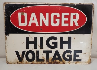Metal Danger High Voltage Sign