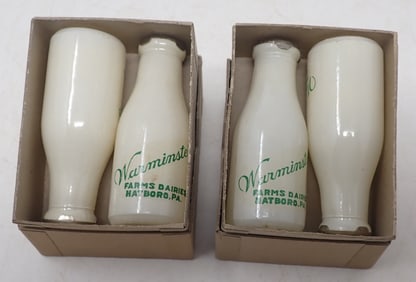 Warminster Farms Hatboro PA Milk Bottle Salt & Pepper Shakers