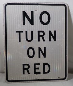 No Turn on Red Aluminum Sign