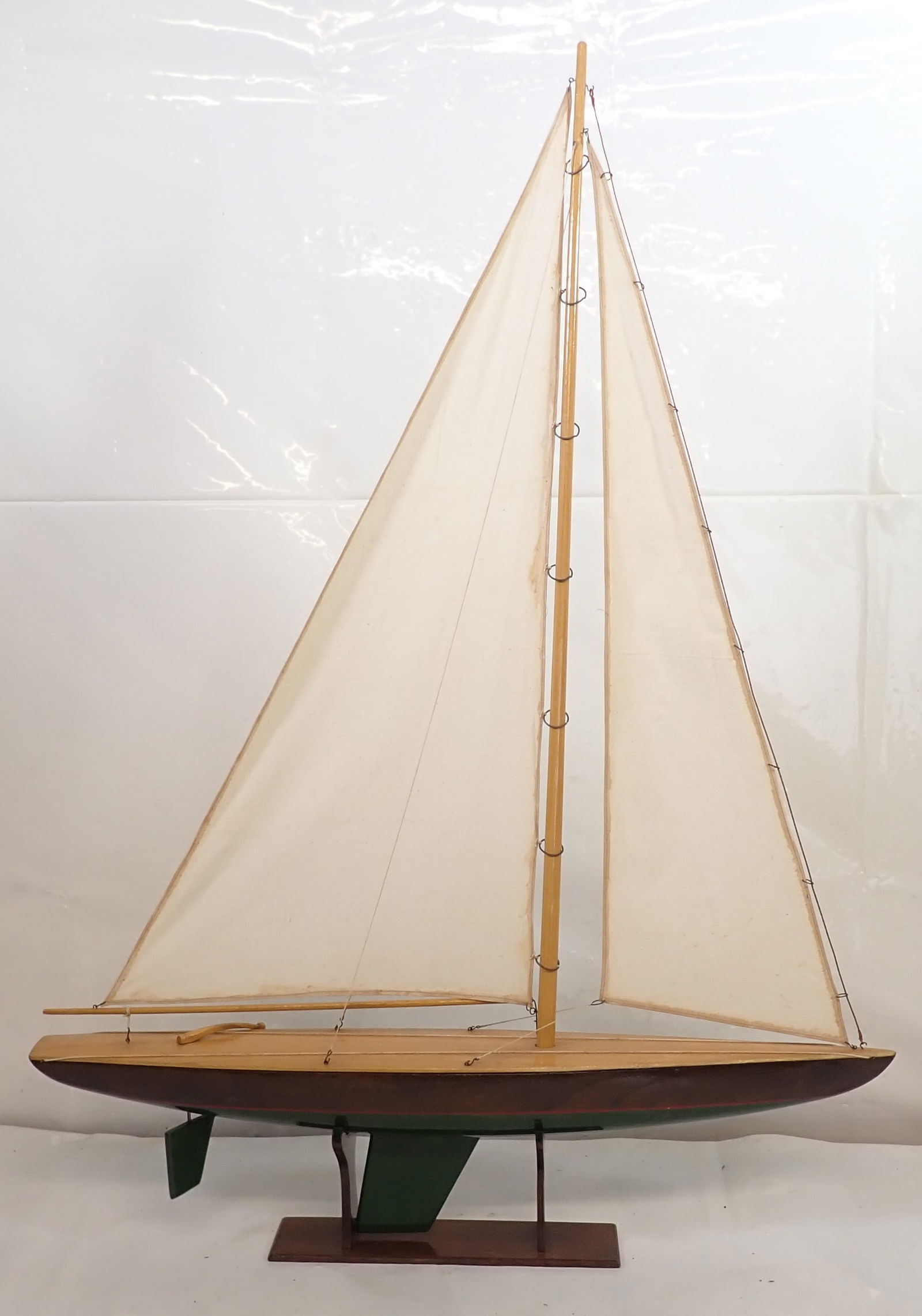 Wooden Pond Sail Boat: Sailboat - Apprx 29" long and 39 1/2" tall. No in house shipping !