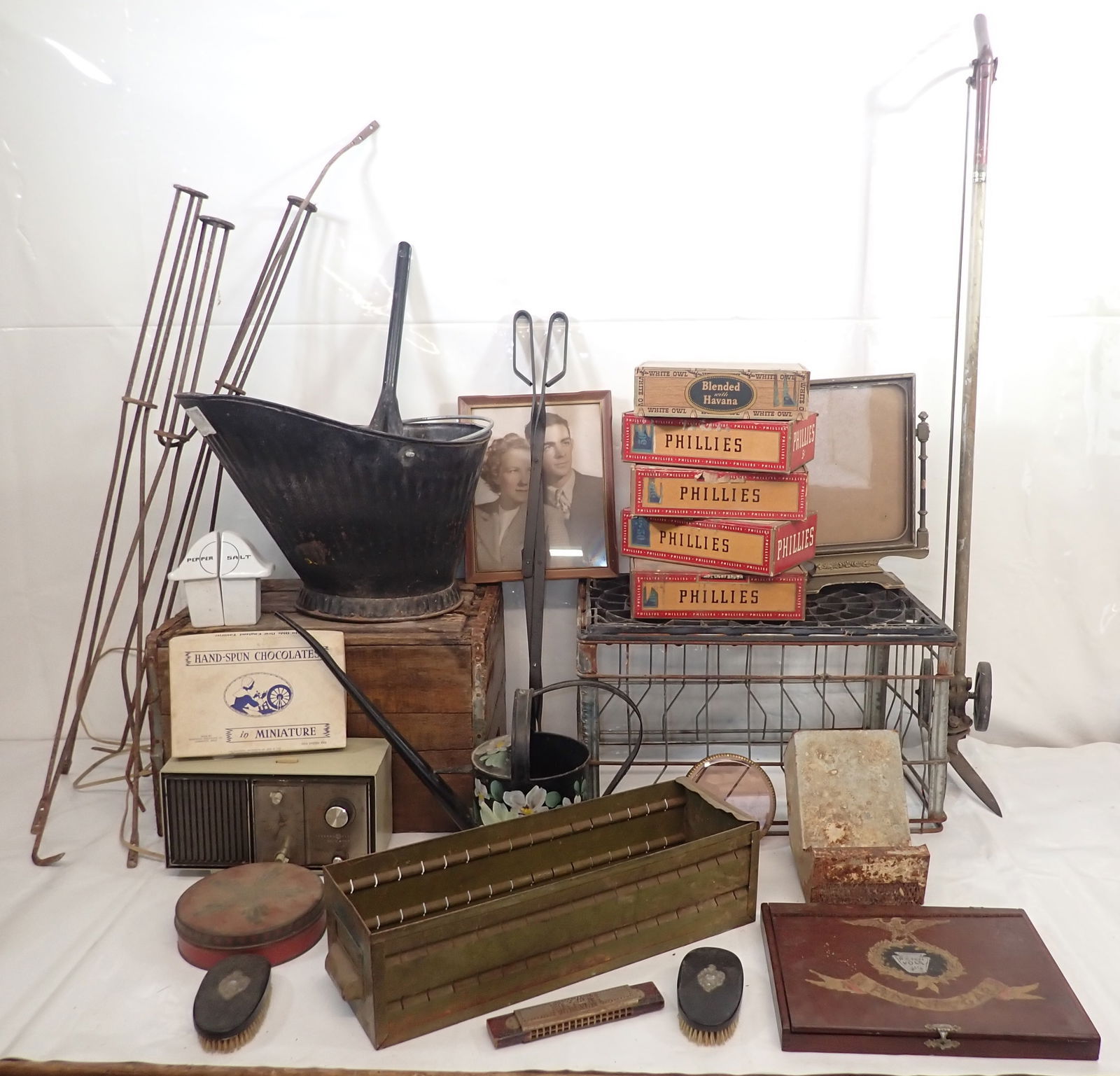 Milk Crates , Coal Scuttle, Wood Tongs , & Misc (1 of 11)